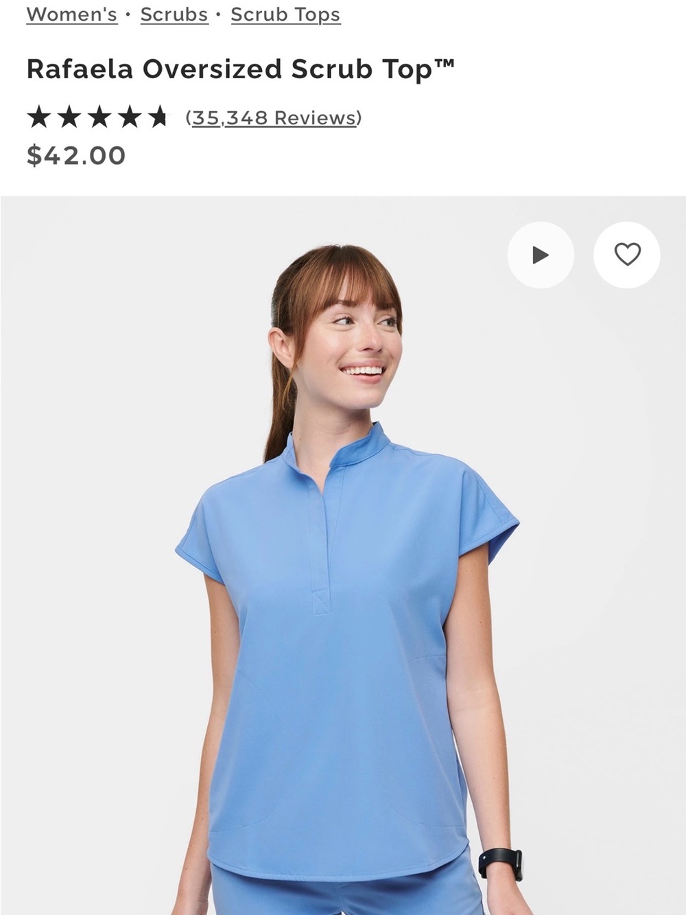 FIGS Women's Ciel Blue Rafaela Scrub Top